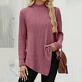 thumbnail image 5 of Karight Womens Fall Tunic Tops Long Sleeve Shirts for Women Turtleneck Lightweight Sweaters Asymmetrical Hem Tops, 5 of 6