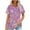 Purple, variant on Raeneomay Short Sleeve Tunic Tops Fit Pleated Blouse Shirts Fashionable Women's Casual Short Sleeved Loose Round Neck Printed Top