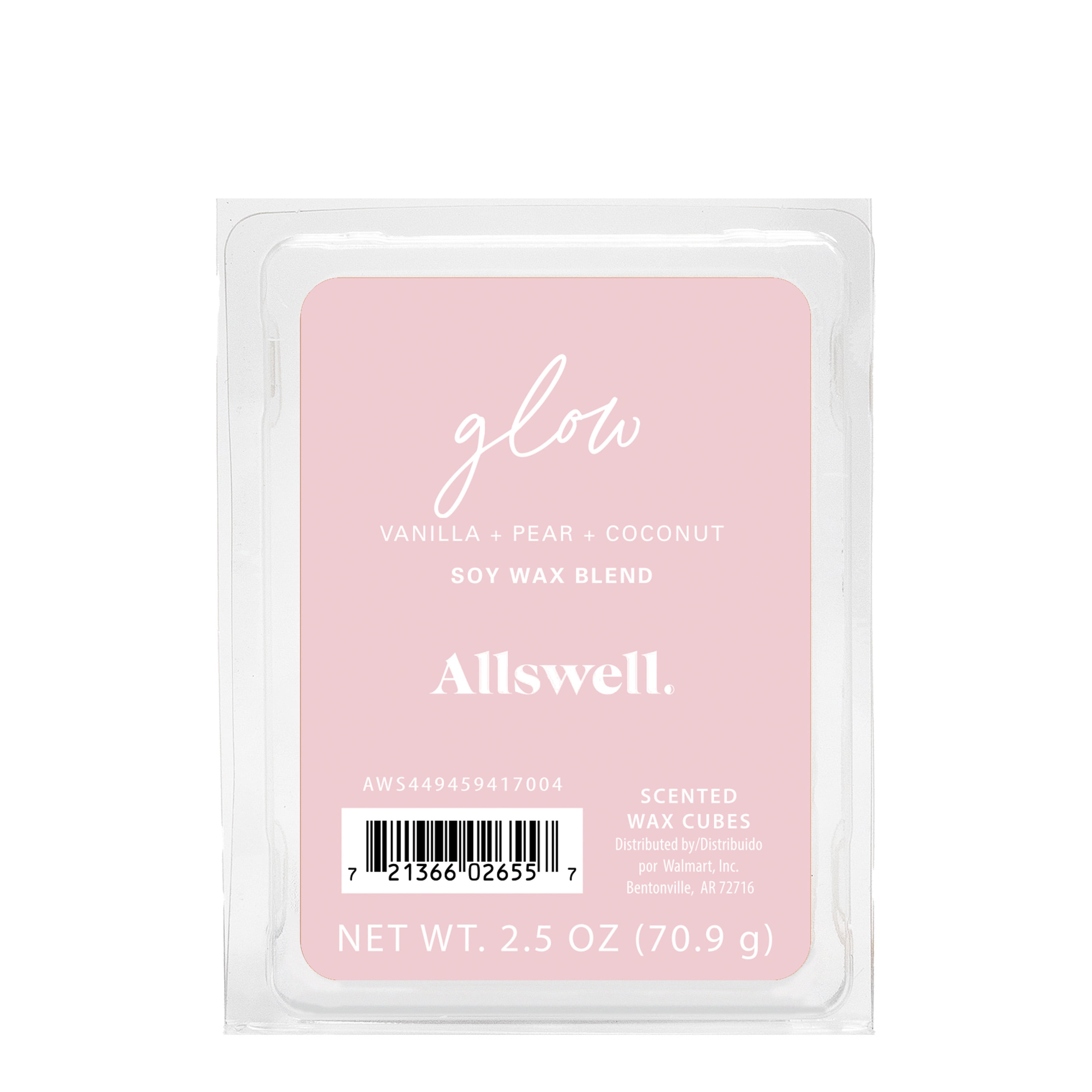 (3 pack) Allswell 6 Cube Wax Melts, Glow (Vanilla + Pear + Coconut), 2.5 oz