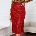 thumbnail image 2 of GJSYRH Womens High Waist Sparkly Sequins Midi Skirt Pencil Party Skirt, 2 of 4