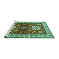 thumbnail image 2 of Ahgly Company Machine Washable Indoor Square Geometric Turquoise Blue Traditional Area Rugs, 8' Square, 2 of 4