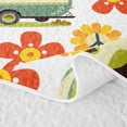thumbnail image 5 of Erosebridal Cute Flower Quilt King, Kawaii Floral King Coverlet Set, Pink Reversible, Retro Teal, 3pcs (1 Bedspread and 2 Pillowcases), 5 of 7
