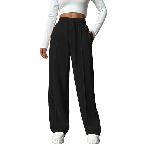 Weardear Tall Wide Leg Sweatpants for Women Drawstring Elastic Pants with Pockets High Waisted Workout Baggy Sweatpants