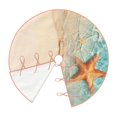 thumbnail image 3 of Salouo Starfish On The Sand Beach Christmas Tree Skirt 36" Farmhouse Christmas Decorations Snowman Xmas Tree Skirt Tree Mat for Holiday Party Decor, 3 of 8