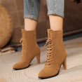 thumbnail image 3 of B91xZ Bottes à Plateforme pour Femmes Bottes Chelsea Mode Confort Talon Bas Bottines, Marron 8, 3 of 5
