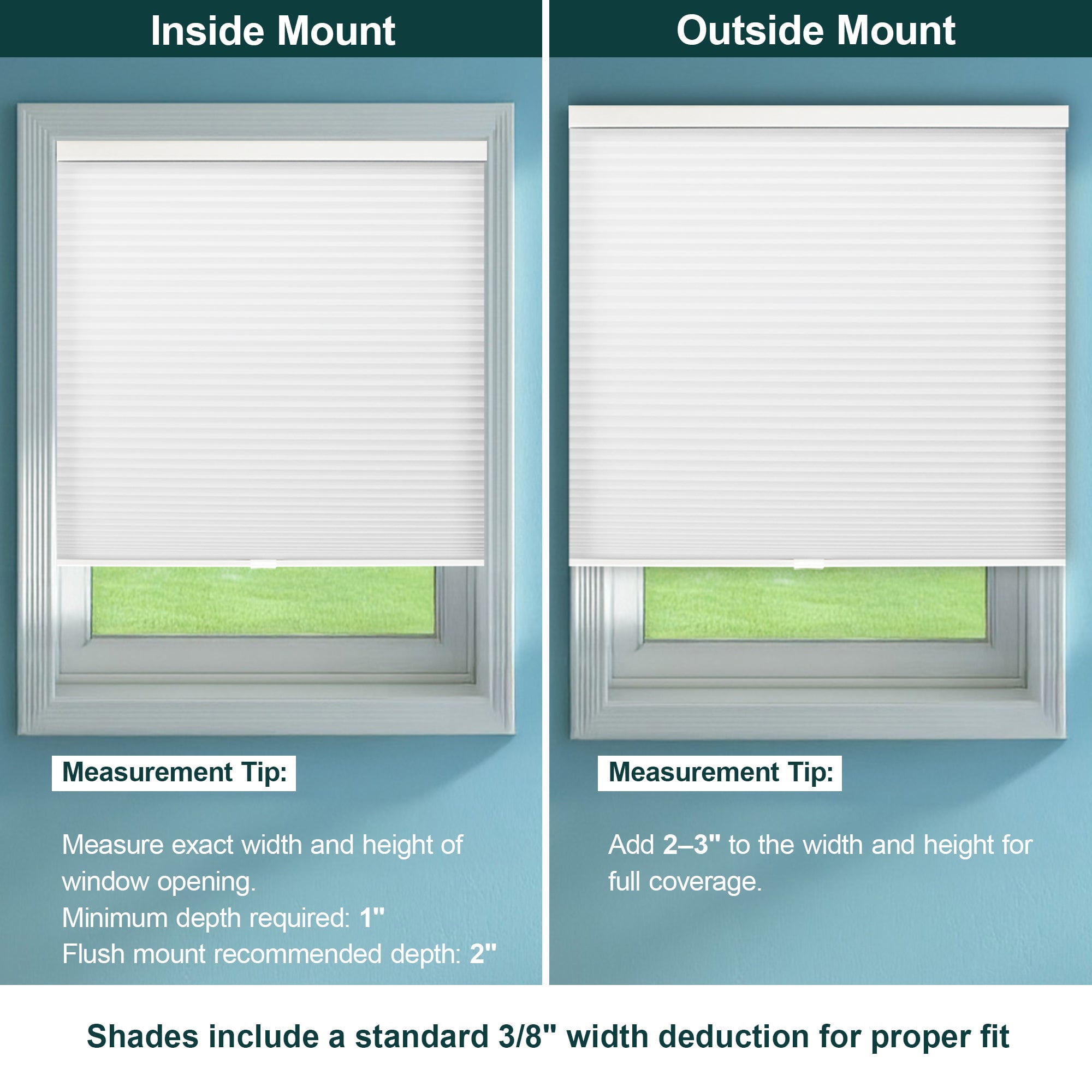 Chicology 44"W X 72"H Cordless Double Cell Cellular Shades Light Filtering White