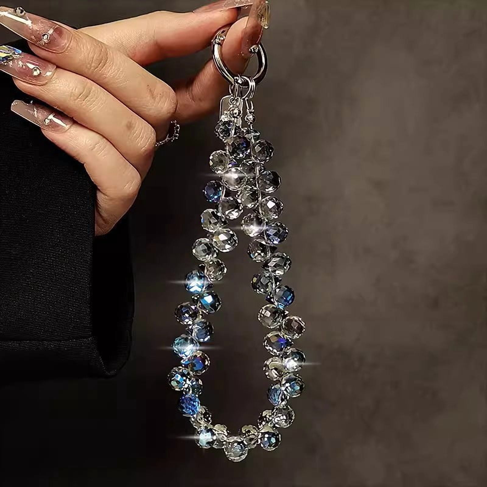 Luxurious Crystal Teardrop Phone Lanyard - Short Handmade Beaded Wrist Strap with Anti-Loss Design