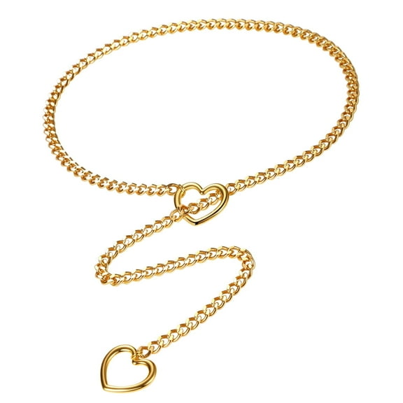 OIDEA Punk Heart O-ring Slip Chain Choker Necklace, Gold Stainless Steel Y-Necklace for Women Halloween