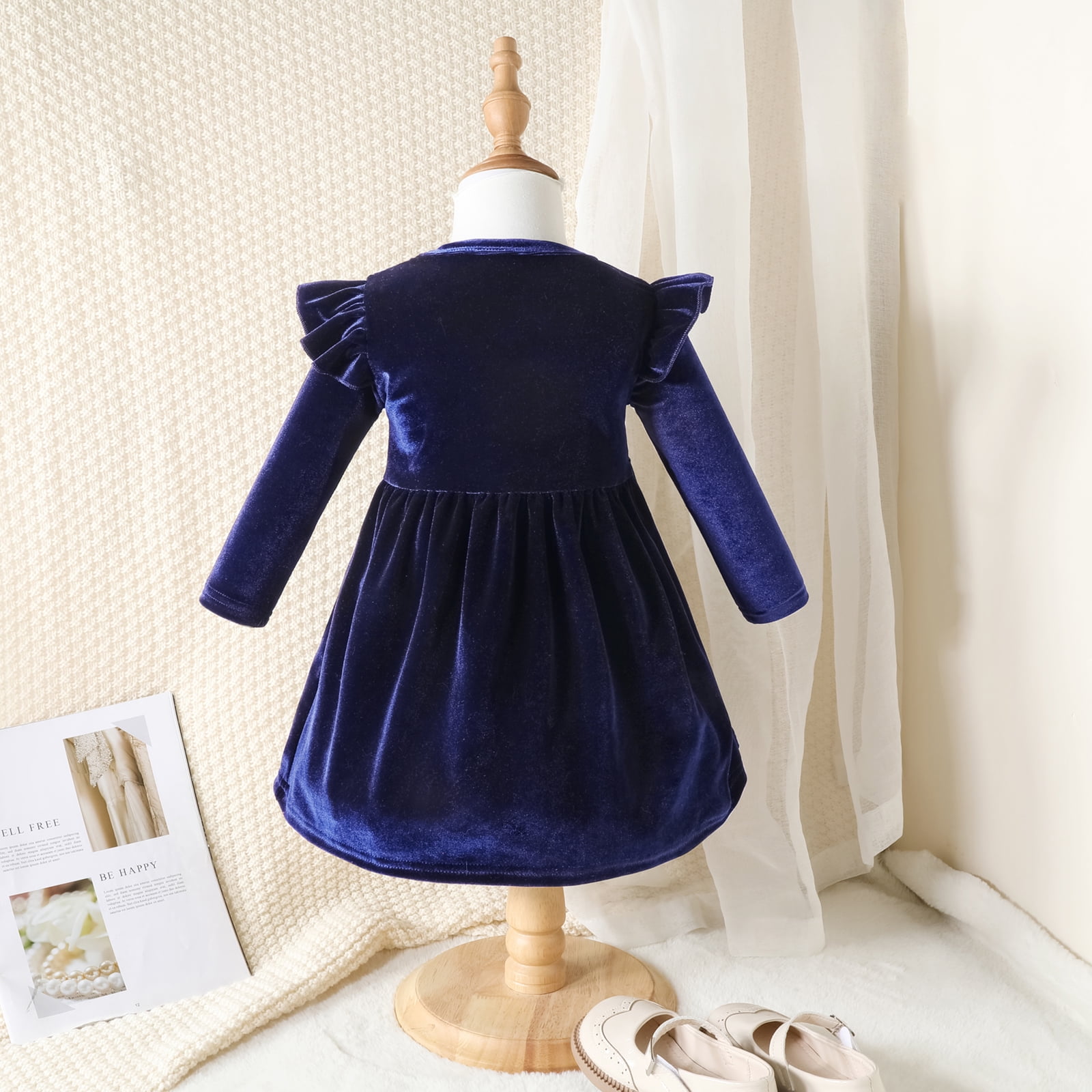 Blue velvet baby clearance dress