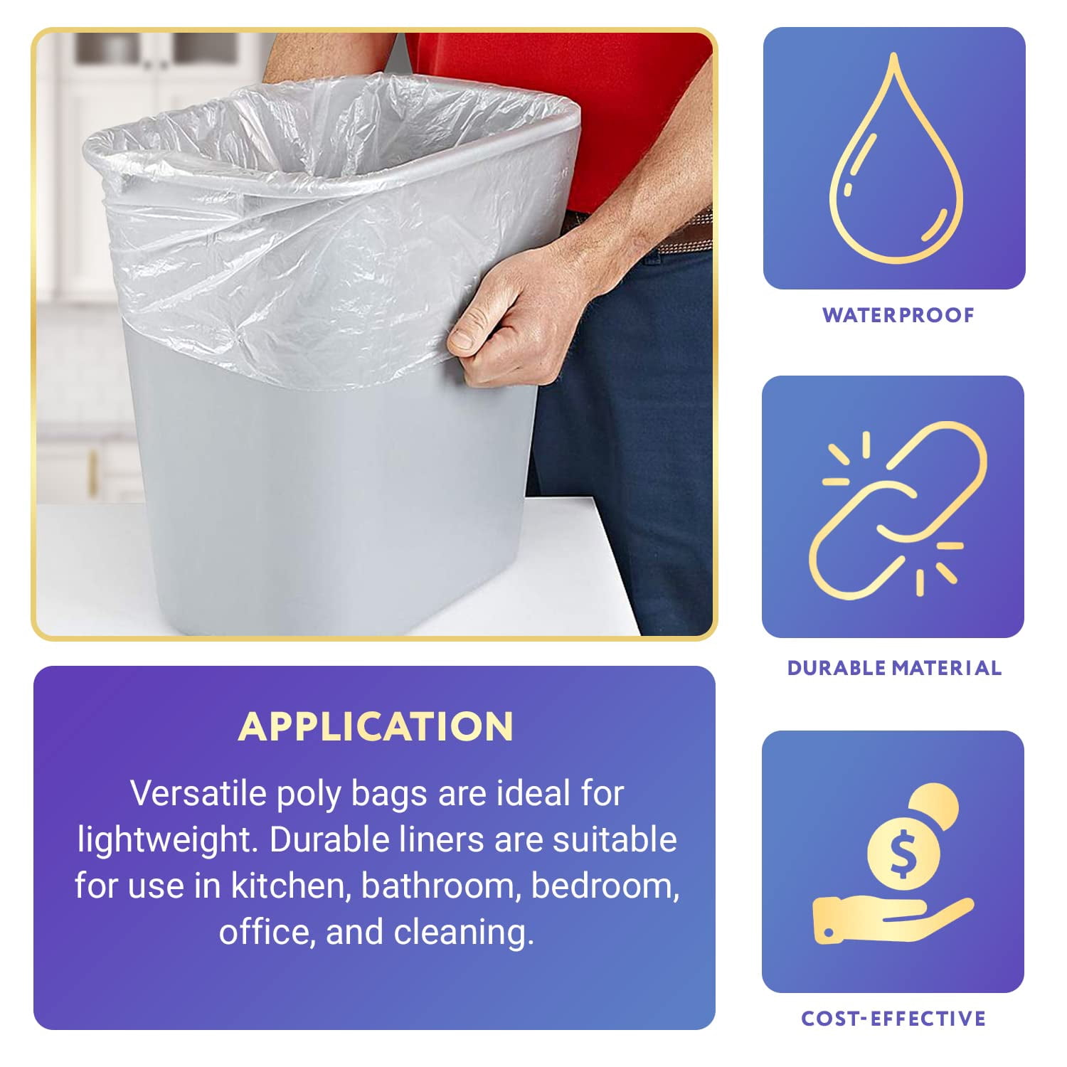 Clear Trash Bags, High Density Polyethylene Liners, 2000 Count, 17 x 18 in