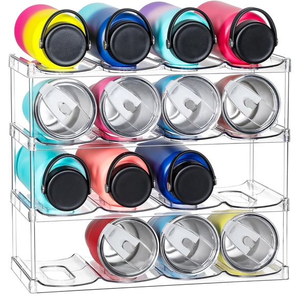 Soporte organizador para botellas de agua LANDNEOO de 4 niveles, apilable