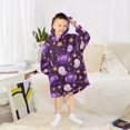 thumbnail image 6 of FORMRS Wearable Blanket Hoodie with Sleeves for Kids Cozy Flannel Sweatshirt, Purple Ghost Star Pattern, 6 of 7