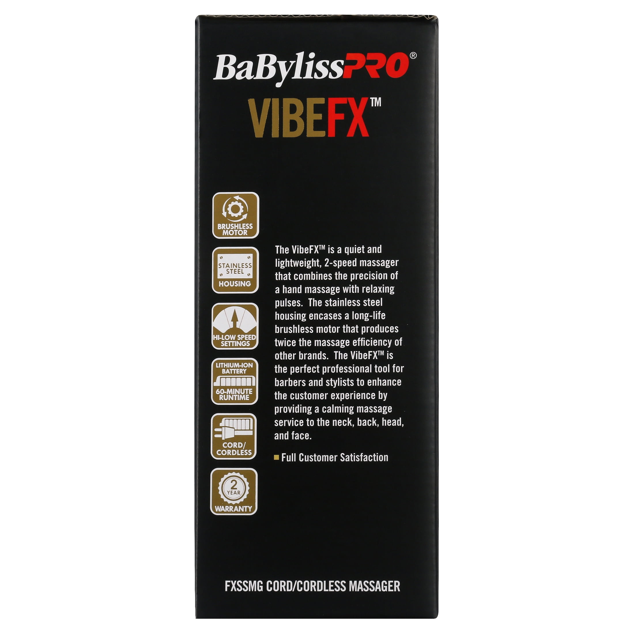 BaBylissPRO VibeFX Cord/Cordless Gold Massager