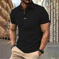 thumbnail image 2 of Afdoent Men's Polo Shirts Solid Color Versatile Male Leisure Loose Collar Button Open Collar Ribbed Sports Short Sleeve Shirt Casual Bussiness, 2 of 6