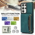thumbnail image 6 of Allytech Slim Case for Samsung Galaxy S21 Ultra 5G 6.8 inch 2021, Premium PU Leather Flip Wallet Back Cover with Card Holder Magnetic Button Shockproof Men Women Case for Galaxy S21 Ultra, Blue, 6 of 6