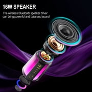 Jierben Bluetooth Speaker Waterproof, Bluetooth 5.3 Shower Speaker, 16W 5H Playtime, AUX-in/TF Card, Colorful RGB Lighting, Waterproof Speaker