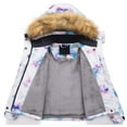 thumbnail image 3 of Chrisuno Girls Winter Coats Girl's Jacket Kids Full Zip Outdoor Hooded Coat Purple Printed 6/7, 3 of 5