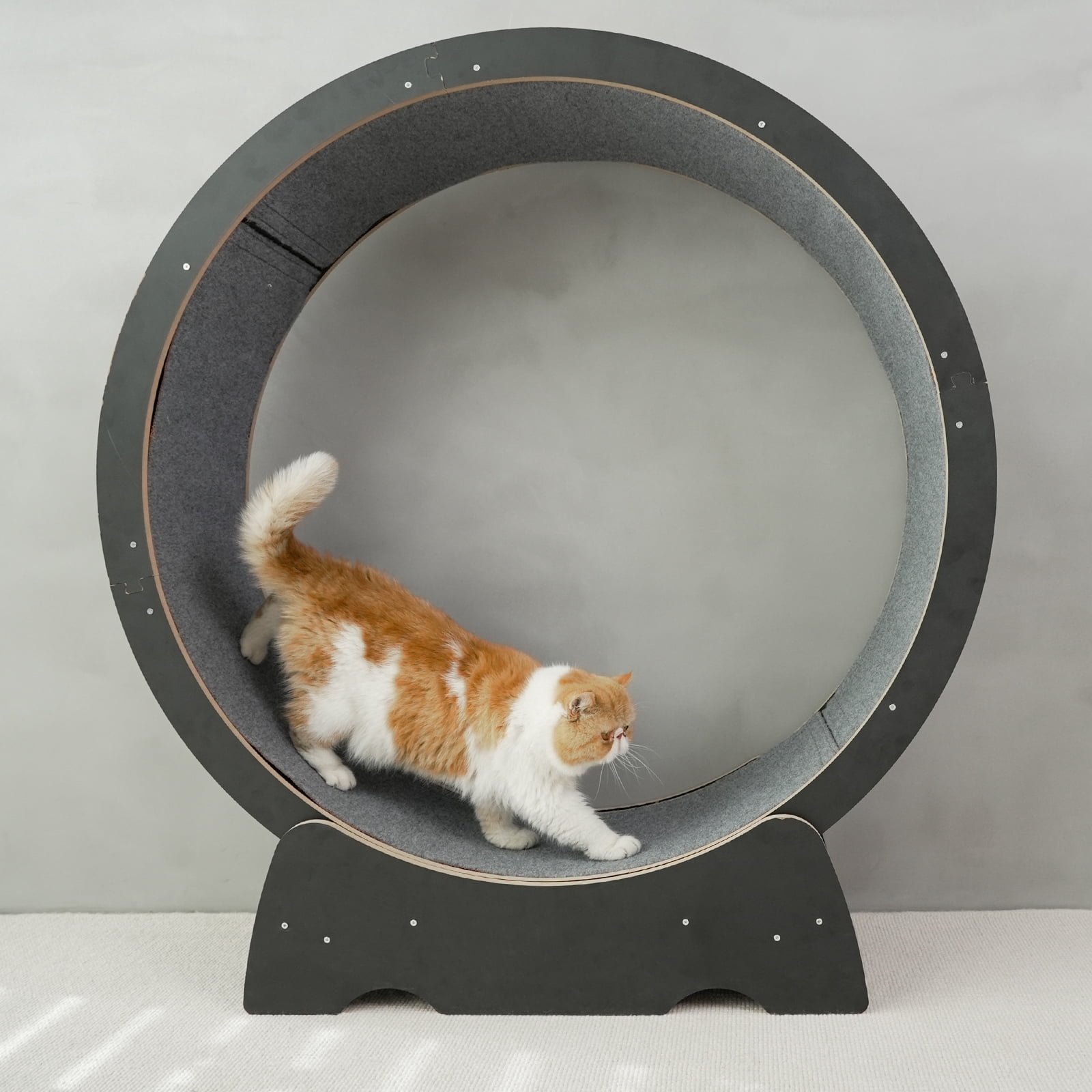 RYPetmia 35" Cat Treadmill, Cat Wheel Exerciser with Carpeted Runway,Suitable for Physical Activity Teaser Cat Toys,Wood(Oak)