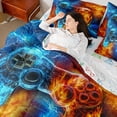 thumbnail image 4 of Homewish Abstract Gradient Gamepads 7-Piece Bedding Comforter Set for Boys Girls,Video Game King Bedding Sets,Blue Orange Ultra Soft Bed Sheets,Luxury Bedroom Decor,Reversible, 4 of 8