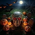 thumbnail image 6 of Glowing Red Eyes Skull Decor Resin Realistic Head Bone Model Human Skeleton Statue Spooky LED Ornament for Halloween Party Home Desktop Indoor, 6 of 9