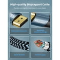 thumbnail image 2 of DisplayPort Cable 6FT Aiminu Audio Video DP to DP Cable 1.2 (4K@60Hz,1080P@240Hz,4K@144Hz,21.6Gbps)Nylon Braided Cable Compatible for Gaming Monitor,Graphics Card,TV,PC,Laptop,Computer, 2 of 8