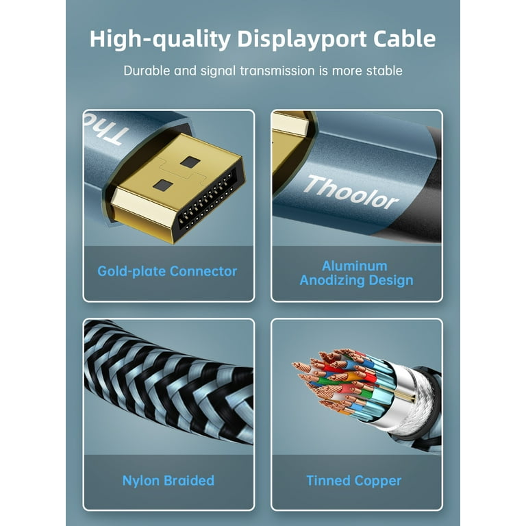 Aiminu 4K DisplayPort to HDMI Cable 3FT, Nylon Braid Display Port to HDMI  Cord 1440P@60Hz 1080P@120Hz DP to HDMI Cable Compatible with HP, DELL, GPU,  AMD, NVIDIA, Dell 