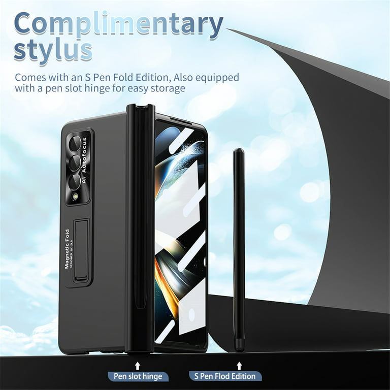 Dteck Luxury Foldable Stand Case for Samsung Galaxy Z Fold 5 5G with S Pen  Holder Hinge Protection, Shockproof Plating Front Screen Protector Phone 