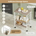 thumbnail image 4 of CRXX Baker's Rack on Wheels, Kitchen Mobile Serving Cart, 3-Tier Microwave Stand with Adjustable Shelves, Coffee Bar Rolling Storage Trolley, Utility Cart Organizer for Living Room-Beige, 4 of 10
