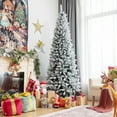 thumbnail image 3 of Costway 7.5ft Snow-Flocked Hinged Artificial Christmas Pencil Tree w/ 1189 Mixed Tips, 3 of 10
