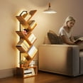 thumbnail image 6 of Casacomoda 6-Tier Tree Bookshelf with LED Light, Modern Corner Bookcase Display Shelf for Living Room, Bedroom & Home Office, Vintage, 6 of 11
