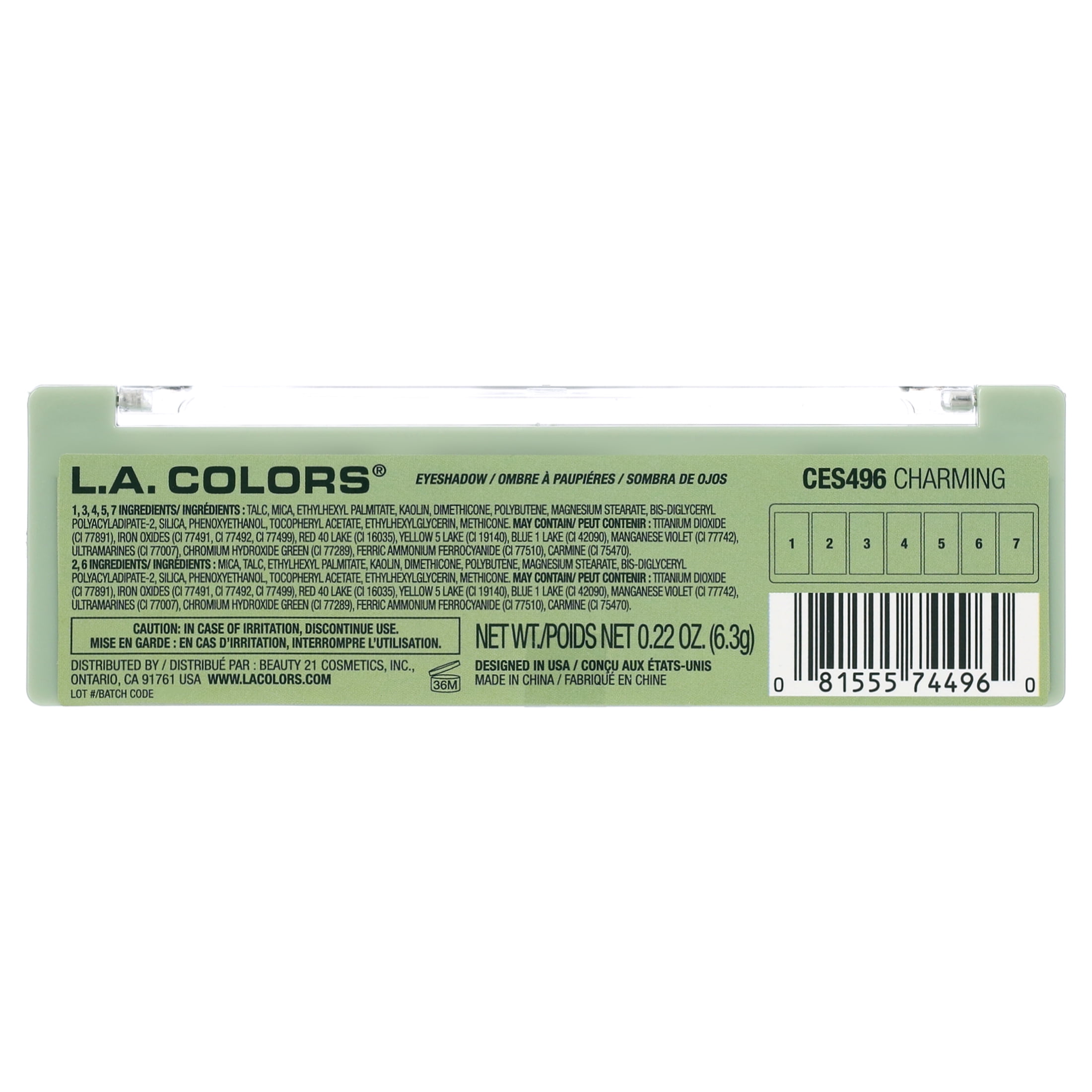 L.A. Colors All-In-One Compact, Buttery 7 Color Eyeshadow Palette, Charming