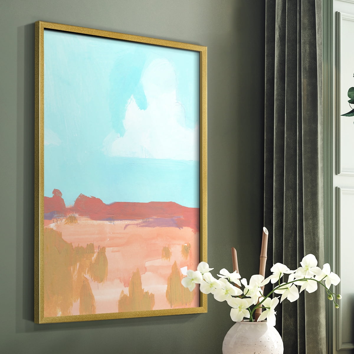 Wide Open Spaces I Framed Print in Gold Solid Wood 22 x 28 Framed Print
