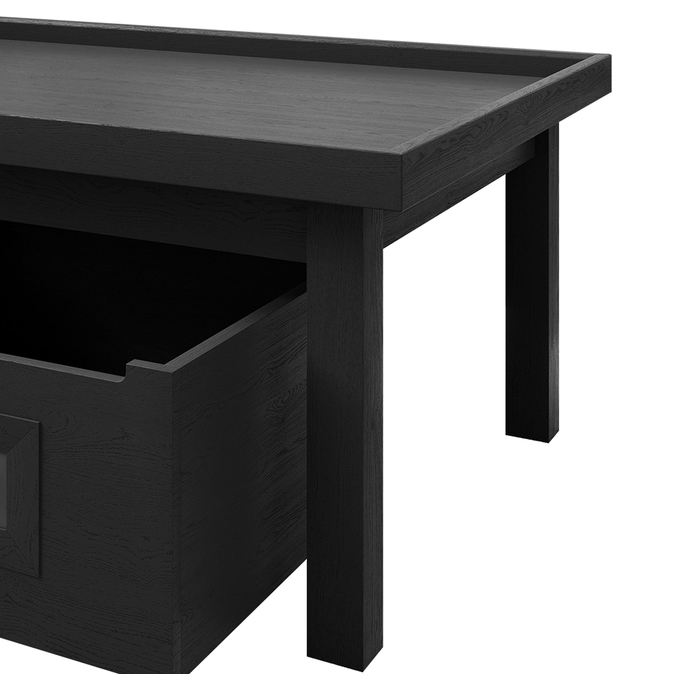 Castle Place Contemporary Kids Table with Drawers, Black