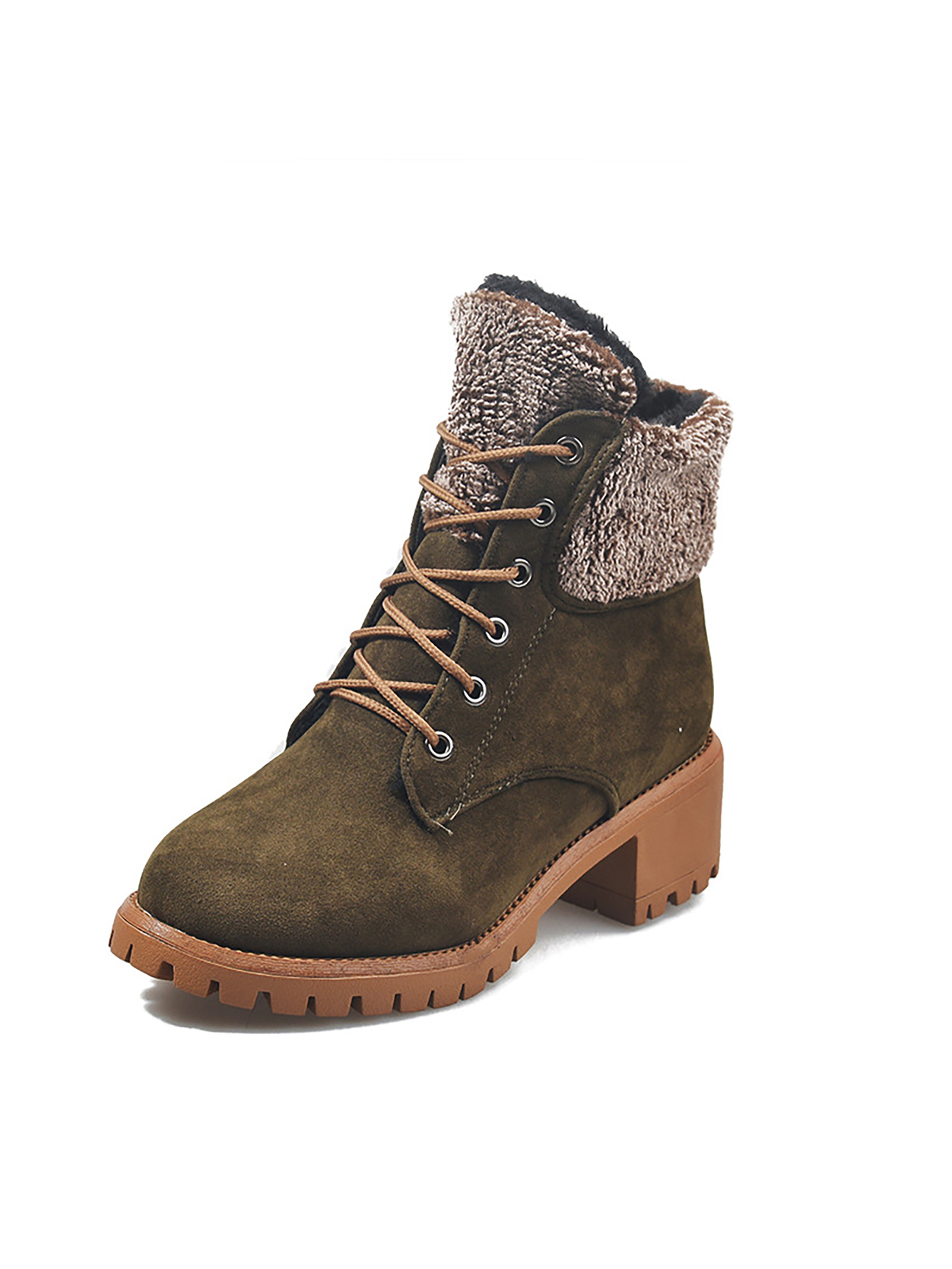Details about / Womens Block Heel Round Toe party Lace Up Ankle Boots Trendy Autumn Winter Shoes