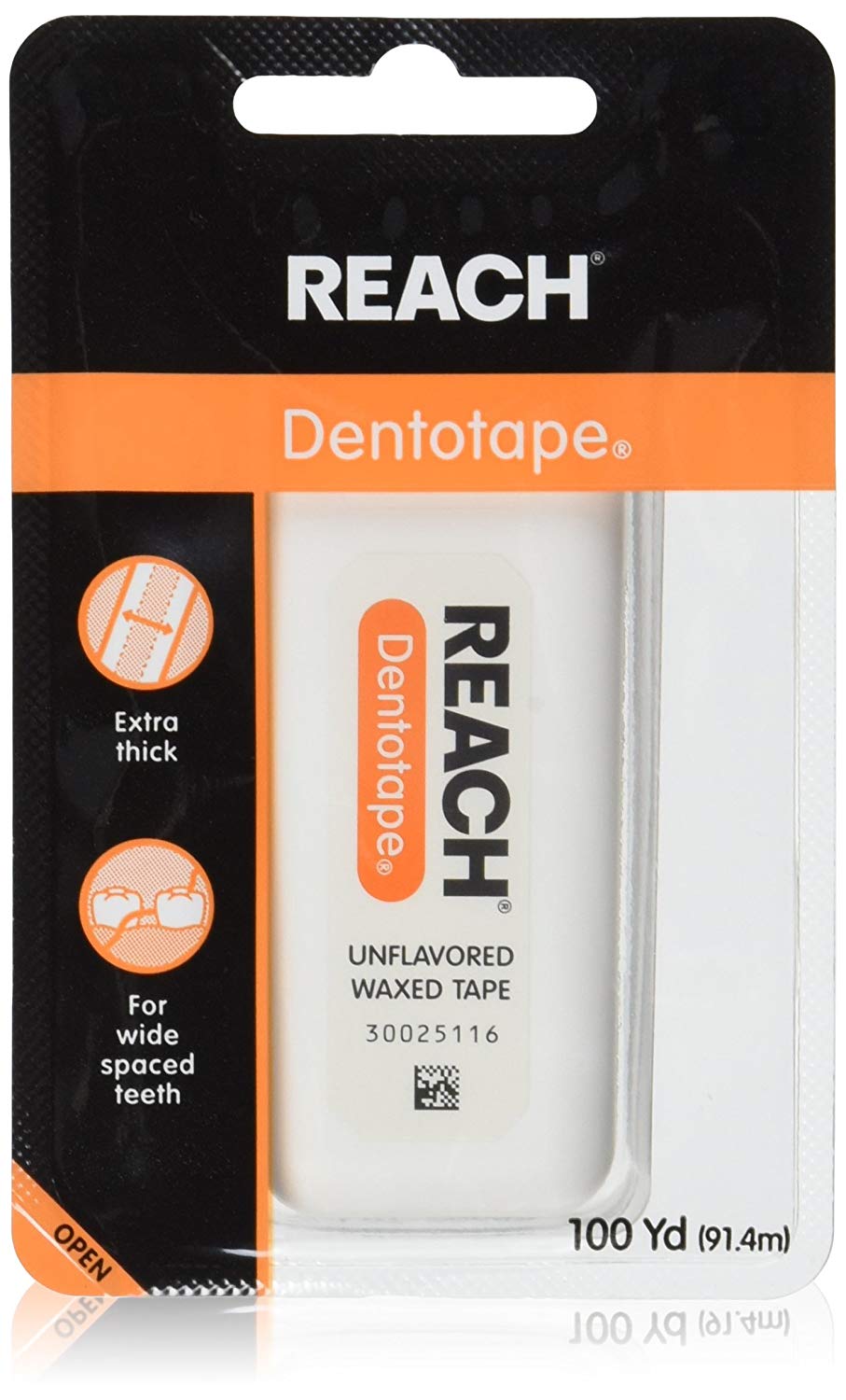 Dentotape Waxed Dental Floss with Extra Wide Cleaning Surface for Large