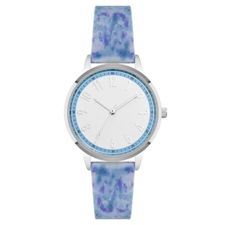Time and Tru Blue Silicone Strap Round White Dial Casual Womens Watch