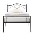 thumbnail image 3 of VECELO Set of 2 Twin Size Metal Platform Bed Frame with Headboard and Footboard, Heavy Duty Slat Steel Slat Support, No Box Spring Needed, Black, 3 of 4