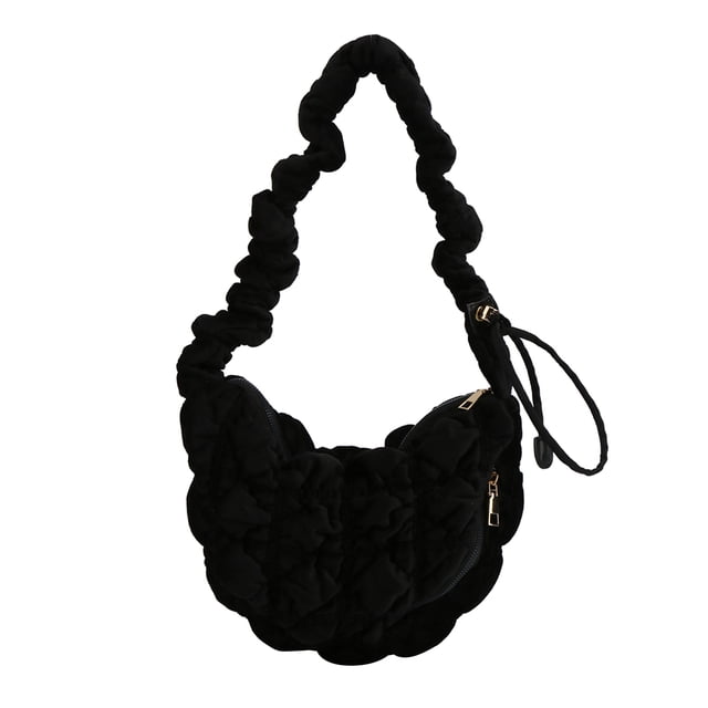 Bolso Bandolera Con Forma Nube para Mujer Bolsos Con Asa Superior Suave Bolsos Casuales Fruncidos (negro)