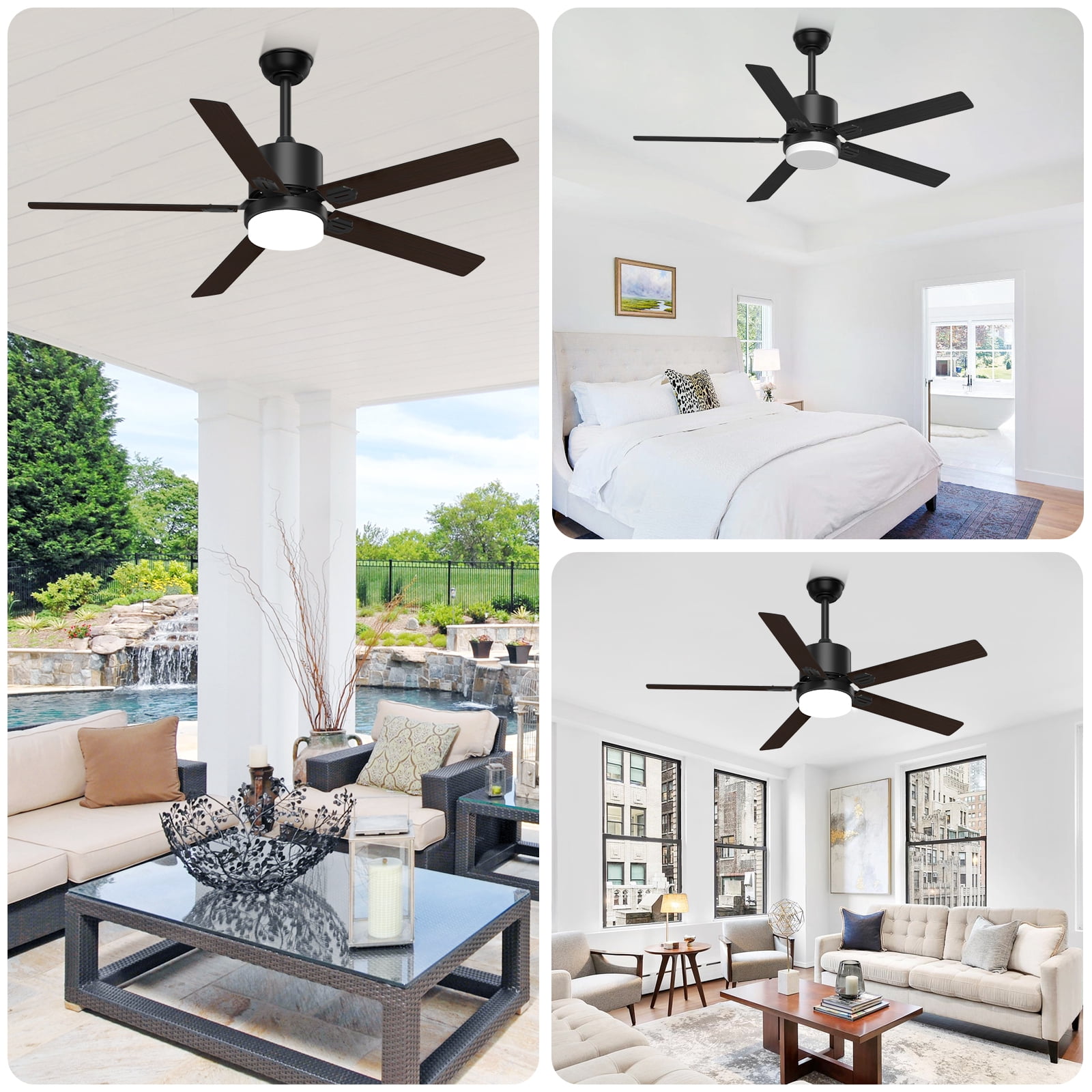 Skeven Ceiling Fans with Lights and Remote, 60 inch Outdoor Ceiling Fan with Remote, Modern with Lights for Patio Farmhouse Bedroom