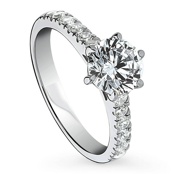 BERRICLE Sterling Silver Solitaire Wedding Engagement Rings 1.25 Carat Round Cut Cubic Zirconia CZ Promise Ring for Women, Rhodium Plated Size 6