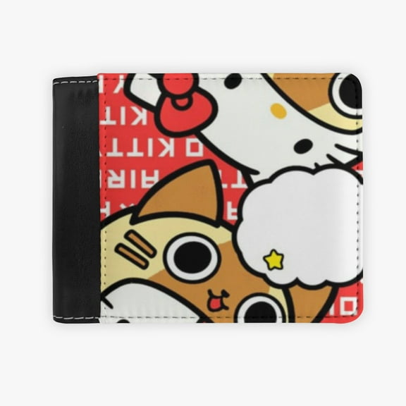 Hello Kitty Slim Wallet for Men ID Window with RFID Blocking Front Pocket Minimalist Bifold Bussiness Card Holder Gift for Men