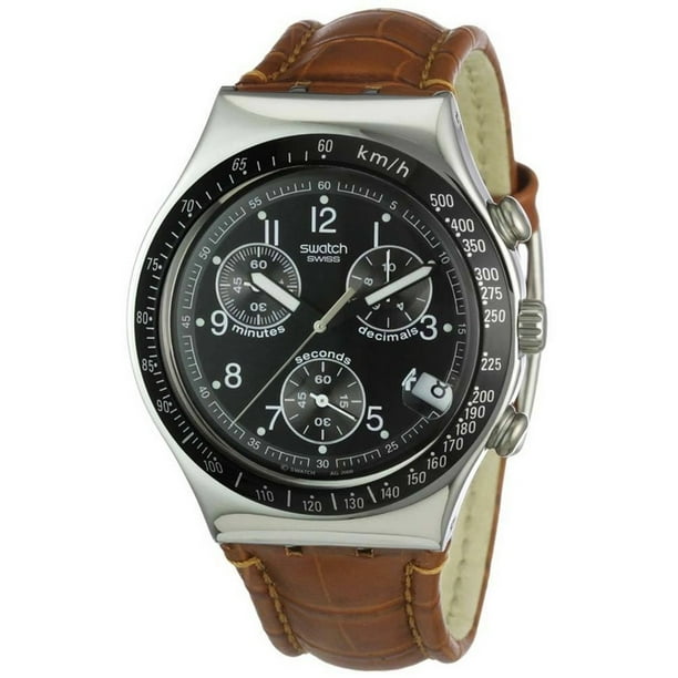 Swatch Swatch YCS429 Men's Dark Phoenix Brown Leather Bracelet With