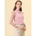 thumbnail image 3 of INSPIRE CHIC Blusa de chifón con botones y manga transparente texturizada para mujer Rosa M, 3 of 5