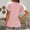 thumbnail image 6 of safuny Women's Trendy Loose Tops Clearance Summer Sale Clothing Trendy Tees Solid Ruffle Sleeve Shirts Round Neck Pullover Eyelet Elegant Casual Pink XL, 6 of 8