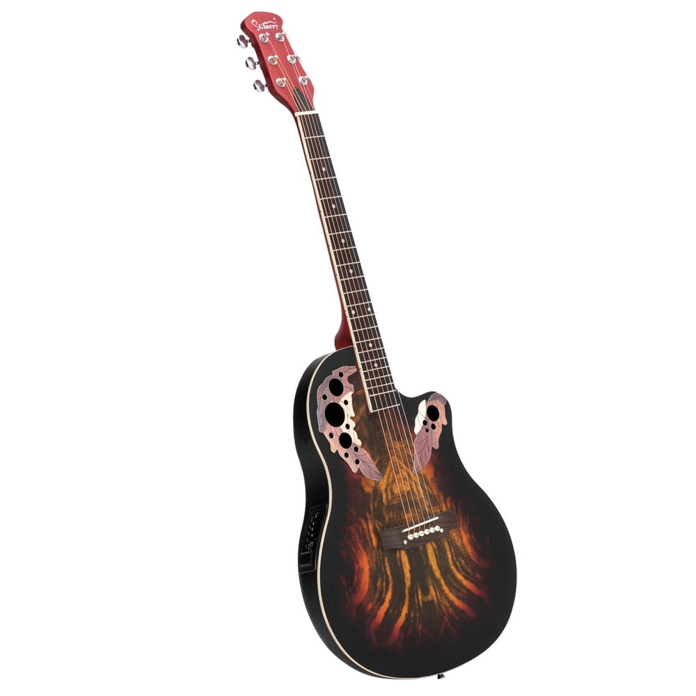 41 inch Full-Size Cutaway Acoustic-Electric Guitar Grape Voice Hole Spruce Top Round Back Sunset Color