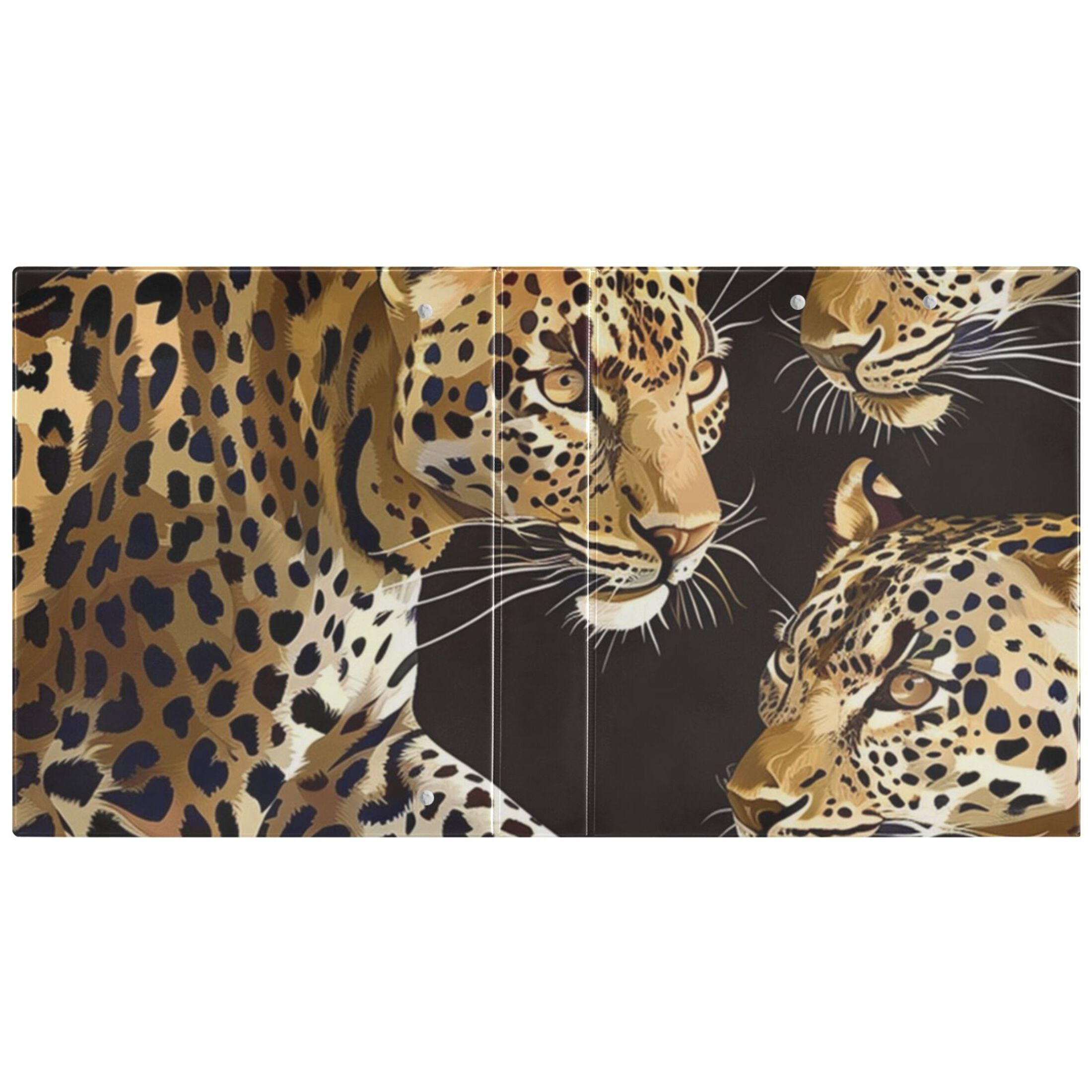 Leopards 3 Ring Binders 1.5 inch Hardcover File Folders with Interior Pockets A4 Size Organizer for School Office Hospital