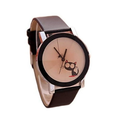 Black Cat and Spider Wristwatch Woman's Quality Fashion Cat Animal