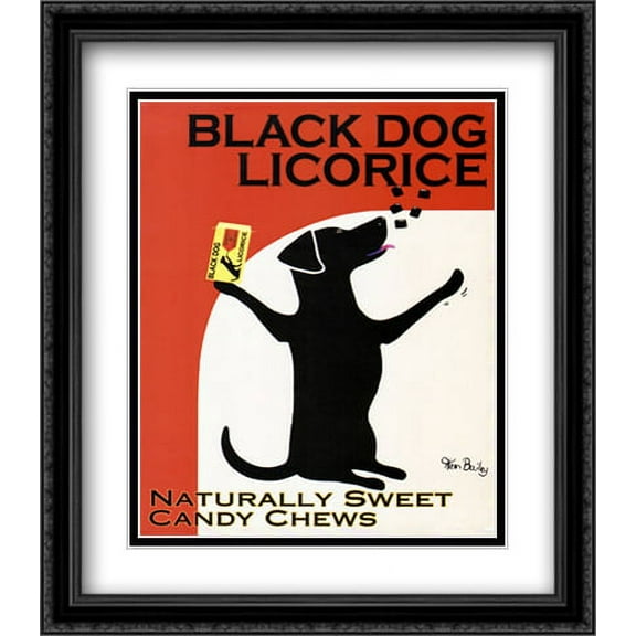 Black Dog Licorice 2x Matted 26x32 Large Black Ornate Framed Art Print by Ken Bailey
