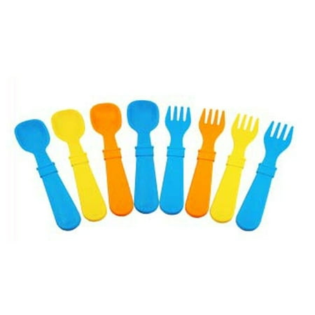 Re-Play 4 Spoons and 4 Forks - Blue/Orange/Yellow