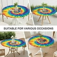 thumbnail image 7 of Colorful Rainbow Tie Dye Spiral Pattern Round Fitted Tablecloth with Elastic Edge,Dining Table Cover Waterproof,Outdoor Round Tablecloth for Camping,Dining,Indoor and Outdoor, 7 of 7